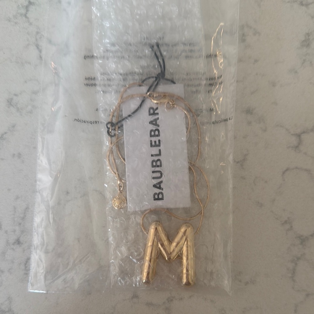 NWT BaubleBar Gold Initial Necklace “M”